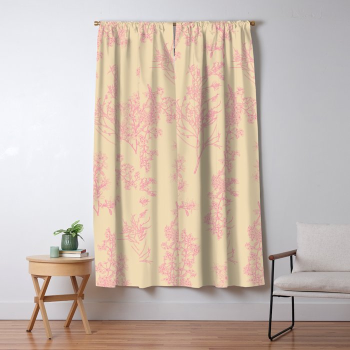 Botanical Cottage Floral Pattern in Pink Cream Window Curtain Gallery Image 5
