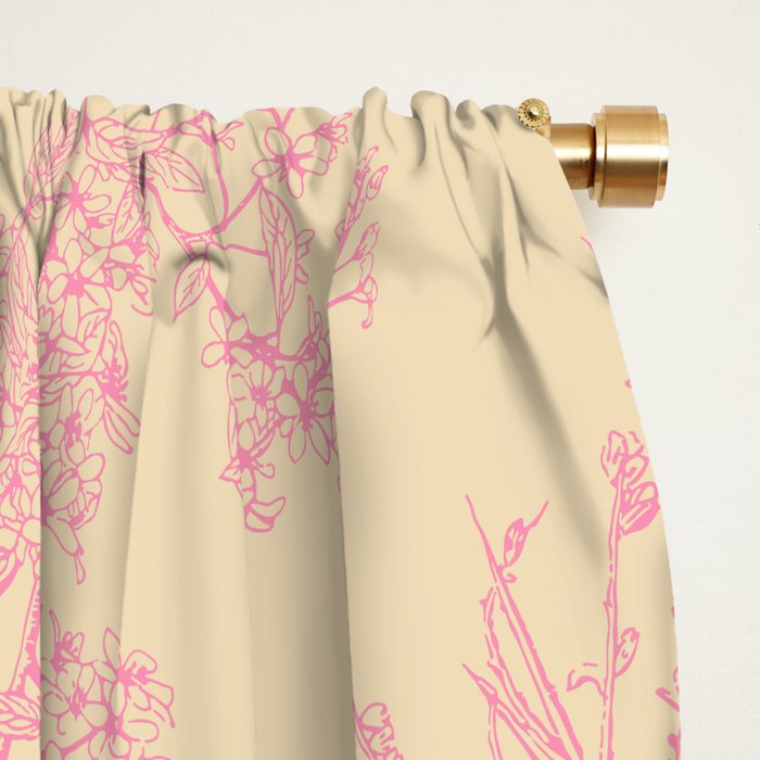 Botanical Cottage Floral Pattern in Pink Cream Window Curtain Gallery Image 2
