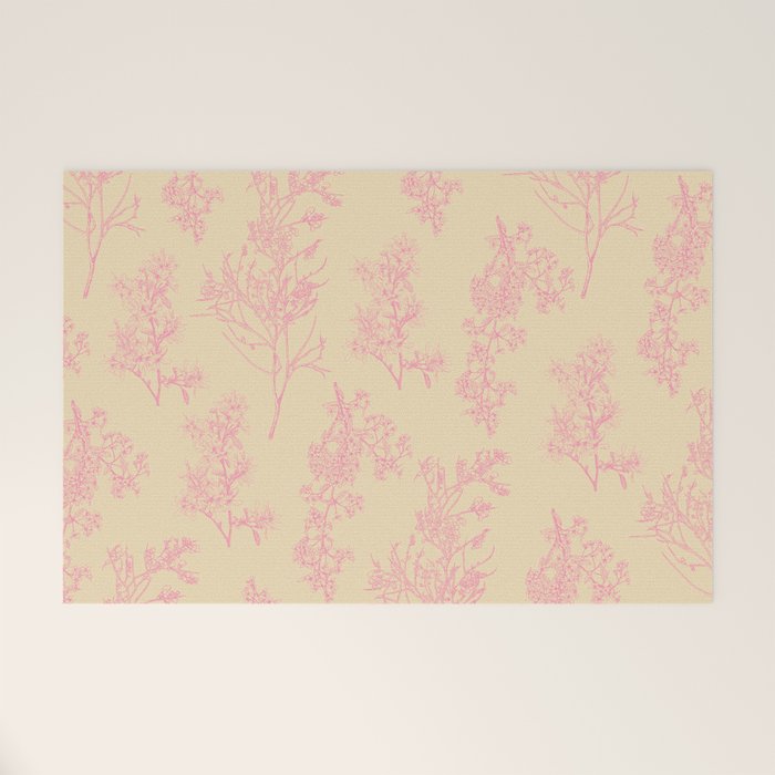 Botanical Cottage Floral Pattern in Pink Cream Welcome Mat Gallery Image 1