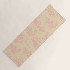 Botanical Cottage Floral Pattern in Pink Cream Yoga Mat Gallery Image 1