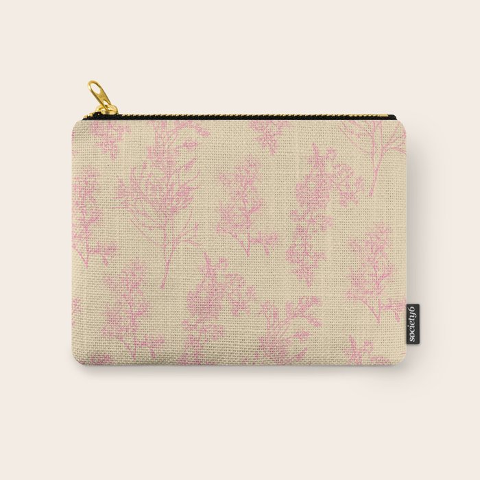 Botanical Cottage Floral Pattern in Pink Cream Carry All Pouch Gallery Image 1