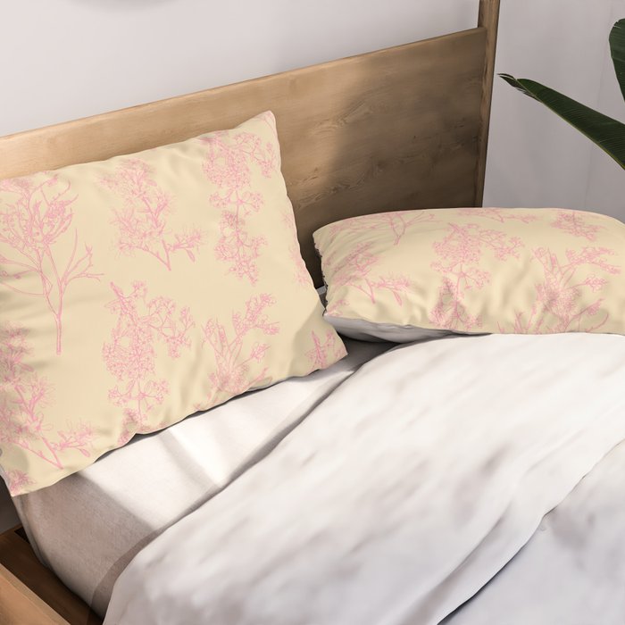 Botanical Cottage Floral Pattern in Pink Cream Pillow Sham Gallery Image 2