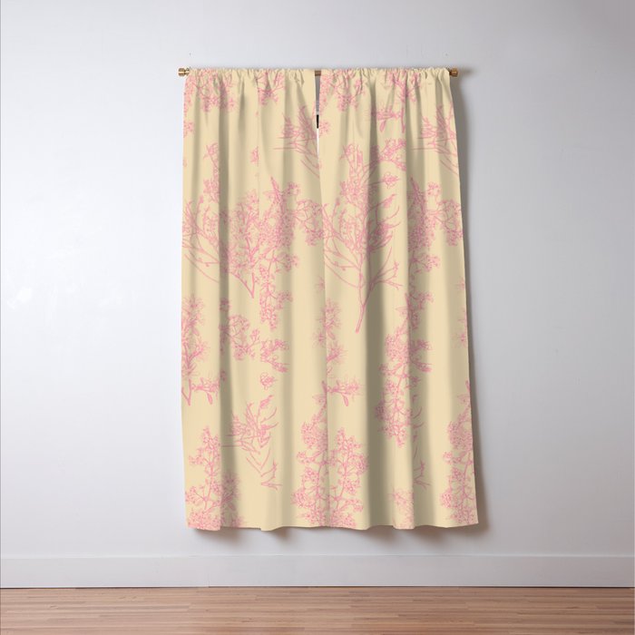 Botanical Cottage Floral Pattern in Pink Cream Window Curtain Gallery Image 3