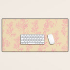 Botanical Cottage Floral Pattern in Pink Cream Desk Mat Gallery Image 1
