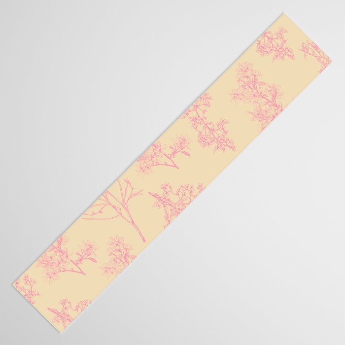 Botanical Cottage Floral Pattern in Pink Cream Table Runner Gallery Image 3