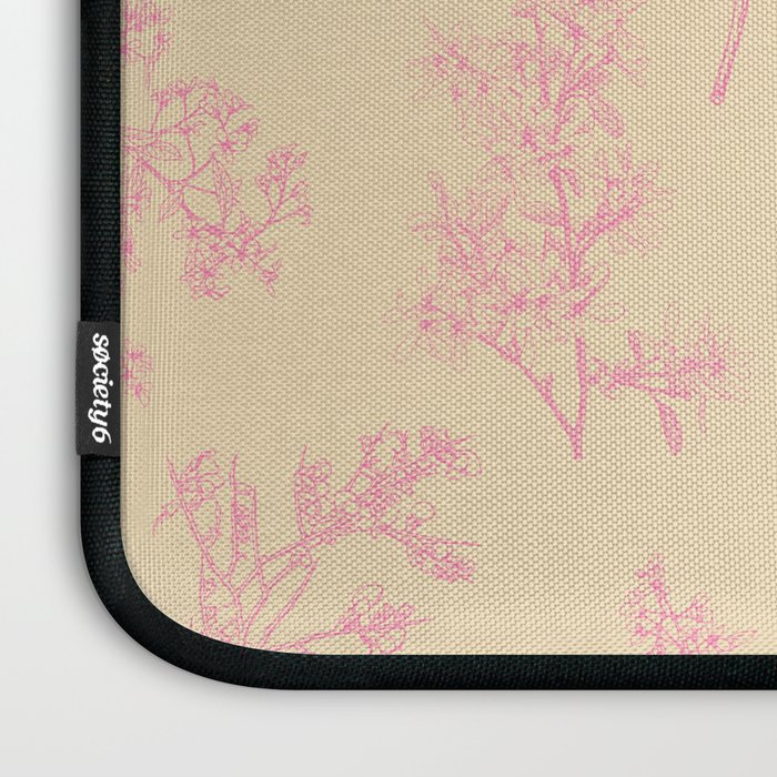 Botanical Cottage Floral Pattern in Pink Cream Laptop Sleeve Gallery Image 3