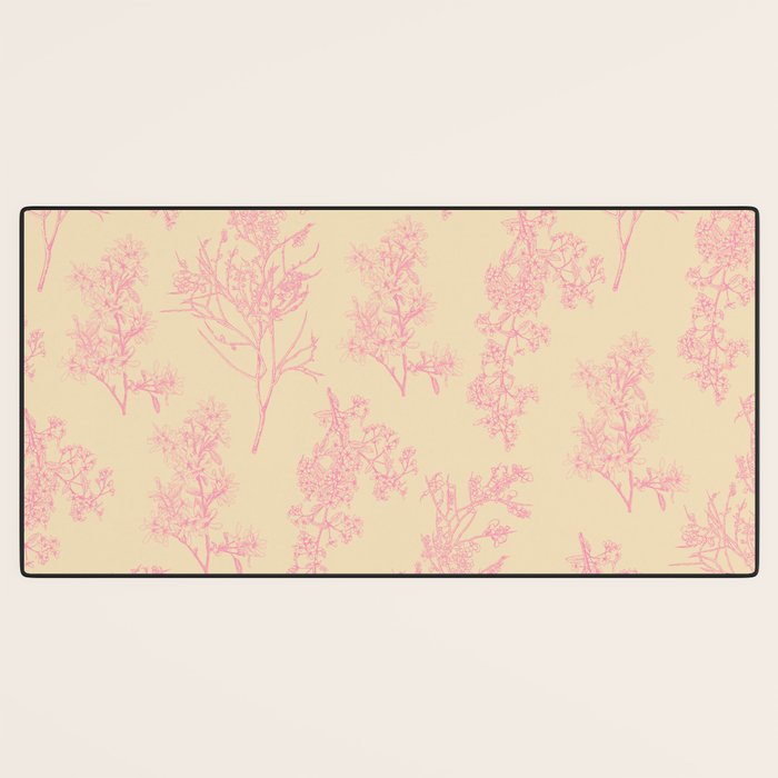 Botanical Cottage Floral Pattern in Pink Cream Desk Mat Gallery Image 3