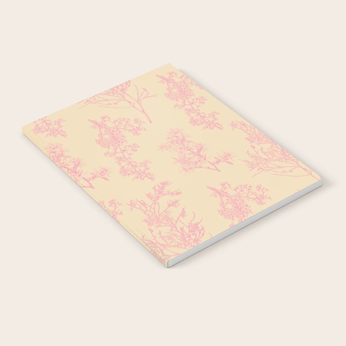 Botanical Cottage Floral Pattern in Pink Cream Notebook Gallery Image 2