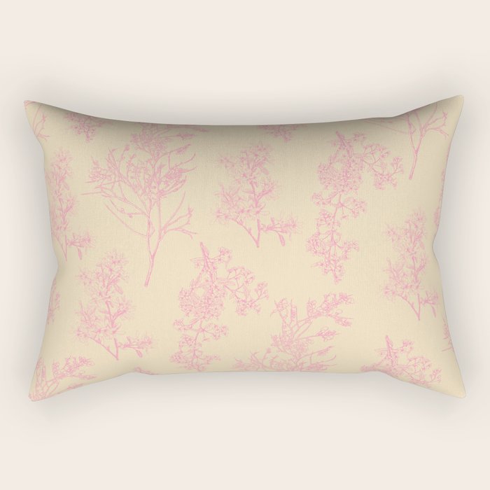 Botanical Cottage Floral Pattern in Pink Cream Rectangular Pillow Gallery Image 1