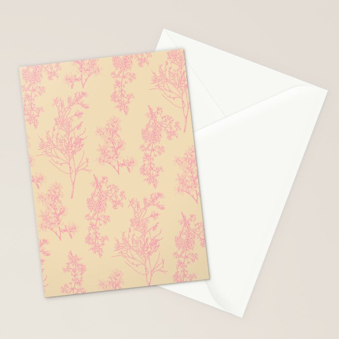 Botanical Cottage Floral Pattern in Pink Cream Stationery Card Gallery Image 2