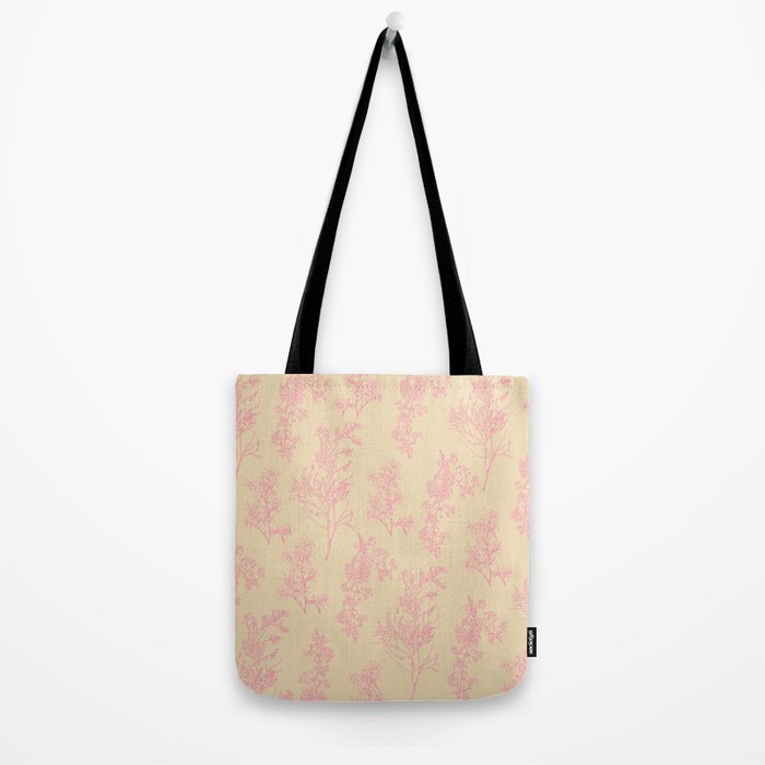 Botanical Cottage Floral Pattern in Pink Cream Tote Bag Gallery Image 2