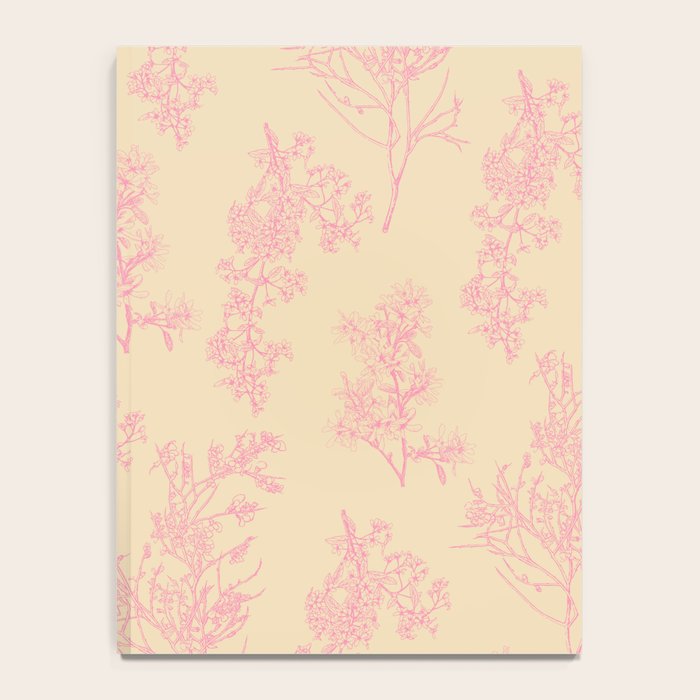 Botanical Cottage Floral Pattern in Pink Cream Notebook Gallery Image 4
