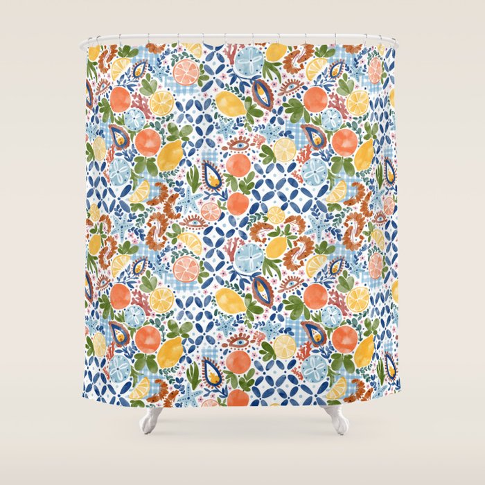 Sunny Coastal Escape Shower Curtain Gallery Image 1