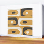 Mid Century Modern Piquet Pattern Mustard Gold Charcoal Gray Cream Wall Mural Gallery Image 2