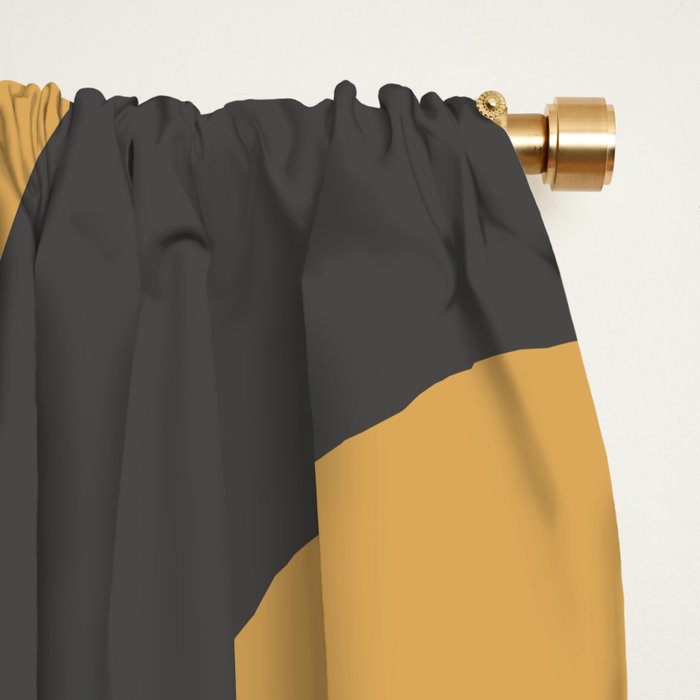 Mid Century Modern Piquet Pattern Mustard Gold Charcoal Gray Cream Window Curtain Gallery Image 2