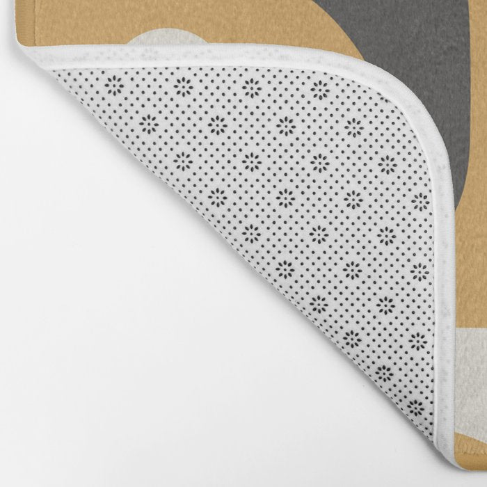 Mid Century Modern Piquet Pattern Mustard Gold Charcoal Gray Cream Bath Mat Gallery Image 2