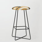 Mid Century Modern Piquet Pattern Mustard Gold Charcoal Gray Cream Stool Gallery Image 1