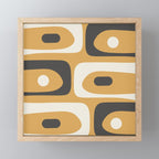Mid Century Modern Piquet Pattern Mustard Gold Charcoal Gray Cream Mini Art Print Gallery Image 1