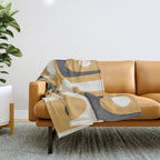Mid Century Modern Piquet Pattern Mustard Gold Charcoal Gray Cream Throw Blanket Gallery Image 1