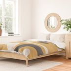 Mid Century Modern Piquet Pattern Mustard Gold Charcoal Gray Cream Duvet Cover Gallery Image 2