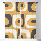 Mid Century Modern Piquet Pattern Mustard Gold Charcoal Gray Cream Window Curtain Gallery Image 5