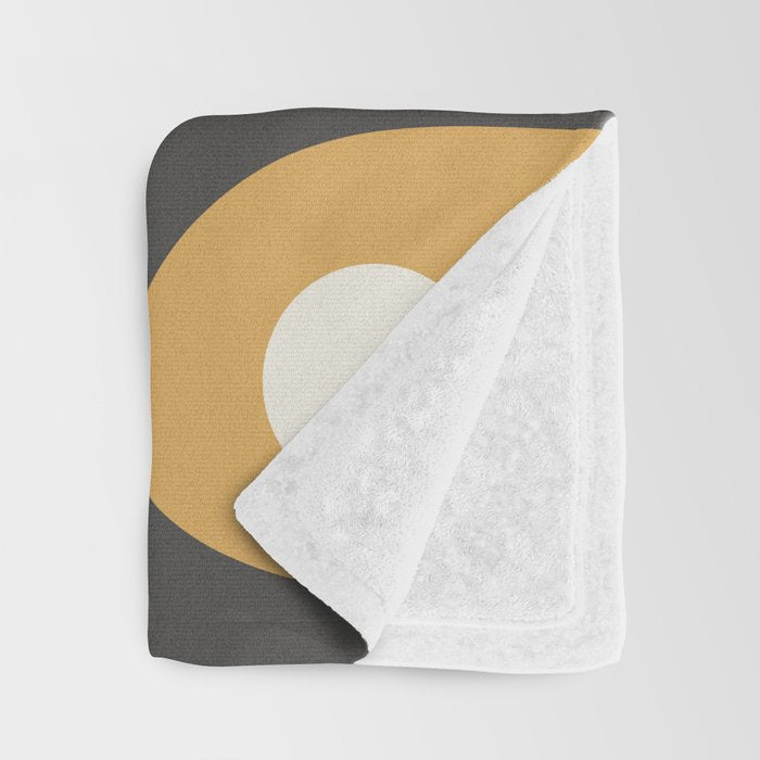 Mid Century Modern Piquet Pattern Mustard Gold Charcoal Gray Cream Throw Blanket Gallery Image 3