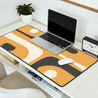 Mid Century Modern Piquet Pattern Mustard Gold Charcoal Gray Cream Desk Mat Gallery Image 2