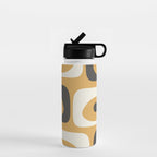 Mid Century Modern Piquet Pattern Mustard Gold Charcoal Gray Cream Water Bottle Gallery Image 1