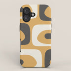 Mid Century Modern Piquet Pattern Mustard Gold Charcoal Gray Cream iPhone Case Gallery Image 1