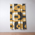 Mid Century Modern Piquet Pattern Mustard Gold Charcoal Gray Cream Window Curtain Gallery Image 3