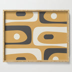 Mid Century Modern Piquet Pattern Mustard Gold Charcoal Gray Cream Serving Tray Gallery Image 1