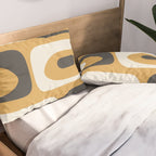 Mid Century Modern Piquet Pattern Mustard Gold Charcoal Gray Cream Pillow Sham Gallery Image 2