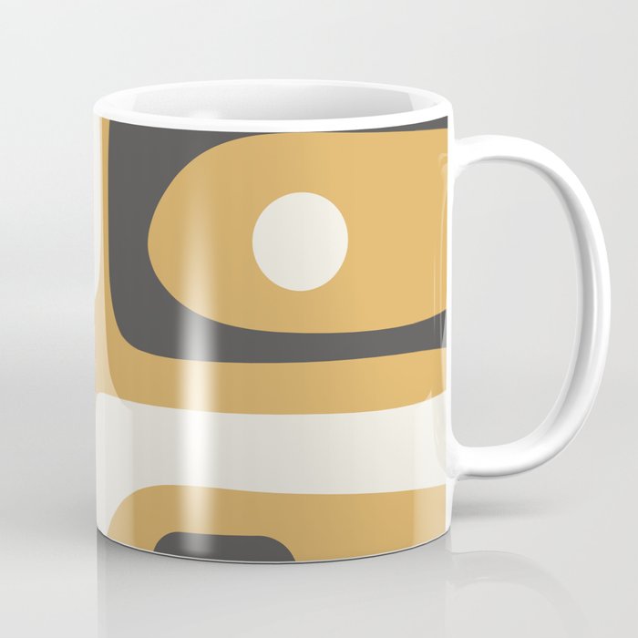 Mid Century Modern Piquet Pattern Mustard Gold Charcoal Gray Cream Coffee Mug Gallery Image 1