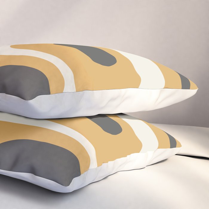 Mid Century Modern Piquet Pattern Mustard Gold Charcoal Gray Cream Pillow Sham Gallery Image 3