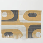 Mid Century Modern Piquet Pattern Mustard Gold Charcoal Gray Cream Wall Hanging Gallery Image 1