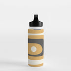 Mid Century Modern Piquet Pattern Mustard Gold Charcoal Gray Cream Water Bottle Gallery Image 3