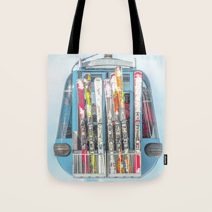 Colorful Ski Lift Tote Bag Gallery Image 1