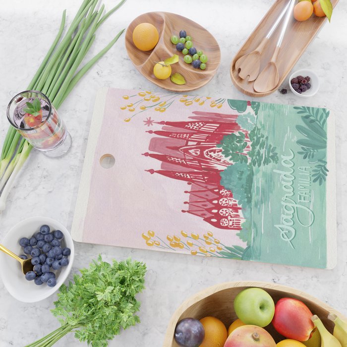 Sagrada familia- Landscape hand-painted Illustration Cutting Board Gallery Image 2