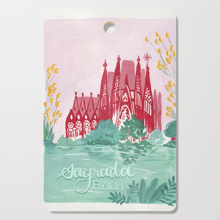 Sagrada familia- Landscape hand-painted Illustration Cutting Board Gallery Image 1