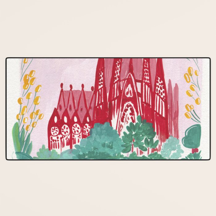Sagrada familia- Landscape hand-painted Illustration Desk Mat Gallery Image 3