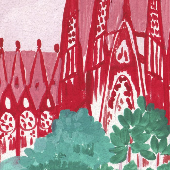 Sagrada familia- Landscape hand-painted Illustration Coffee Mug Gallery Image 2