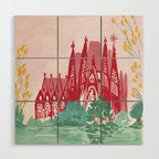 Sagrada familia- Landscape hand-painted Illustration Wood Wall Art Gallery Image 1