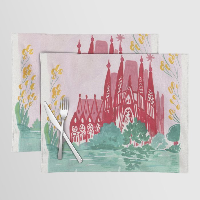 Sagrada familia- Landscape hand-painted Illustration Placemat Gallery Image 1