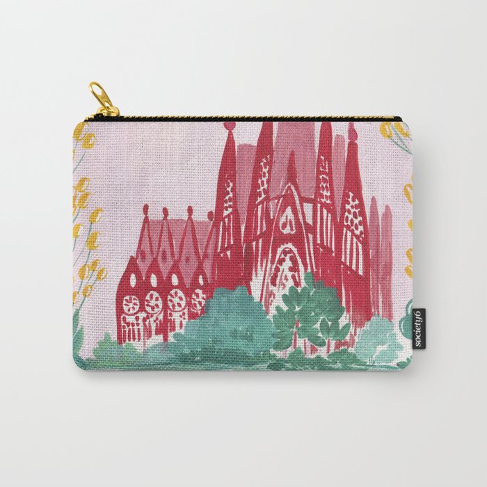 Sagrada familia- Landscape hand-painted Illustration Carry All Pouch Gallery Image 1