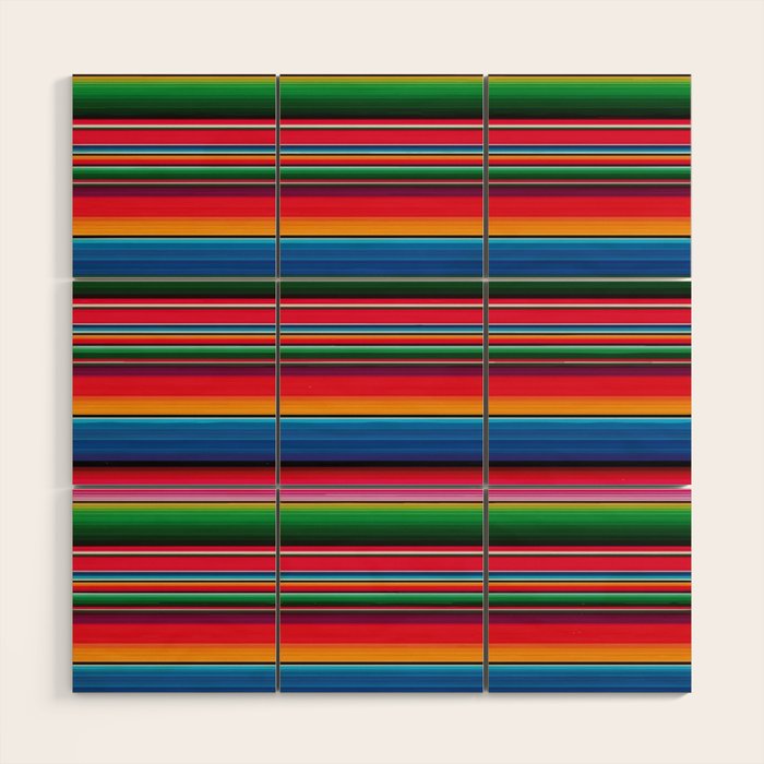 Serape Saltillo Red Wood Wall Art