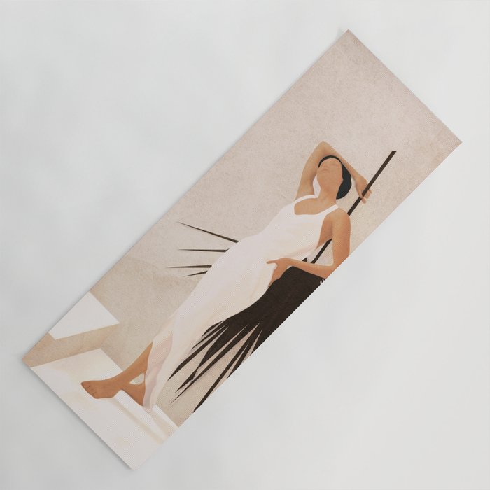 Minimal Woman with a Palm Leaf Yoga Mat Gallery Image 1