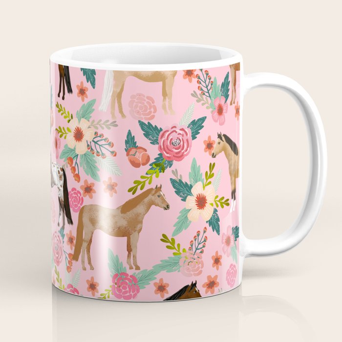 Horses floral horse breeds farm animal pets Coffee Mug Gallery Image 1