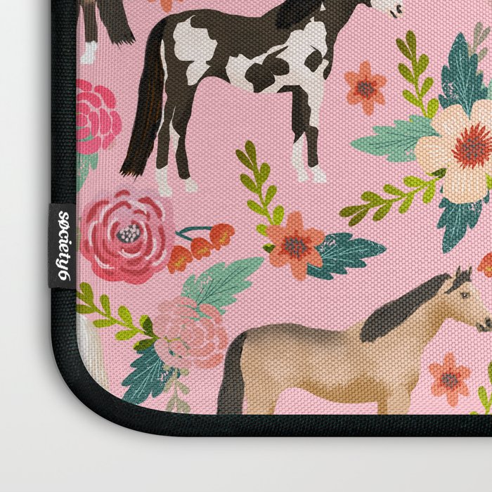 Horses floral horse breeds farm animal pets Laptop Sleeve Gallery Image 3