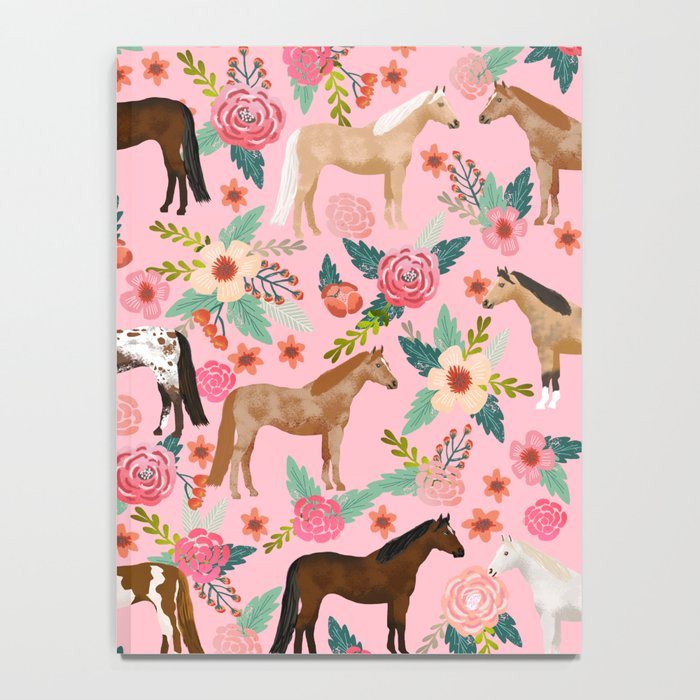 Horses floral horse breeds farm animal pets Notebook Gallery Image 4