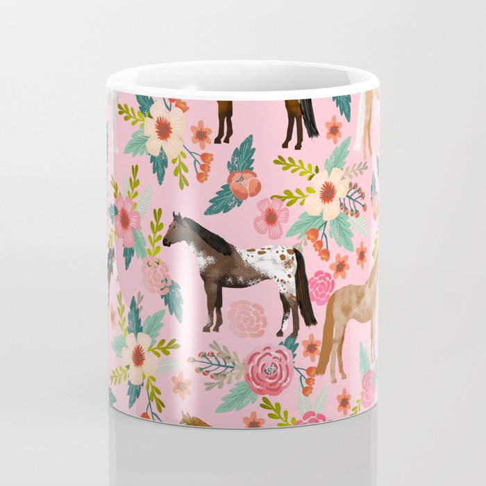 Horses floral horse breeds farm animal pets Coffee Mug Gallery Image 4